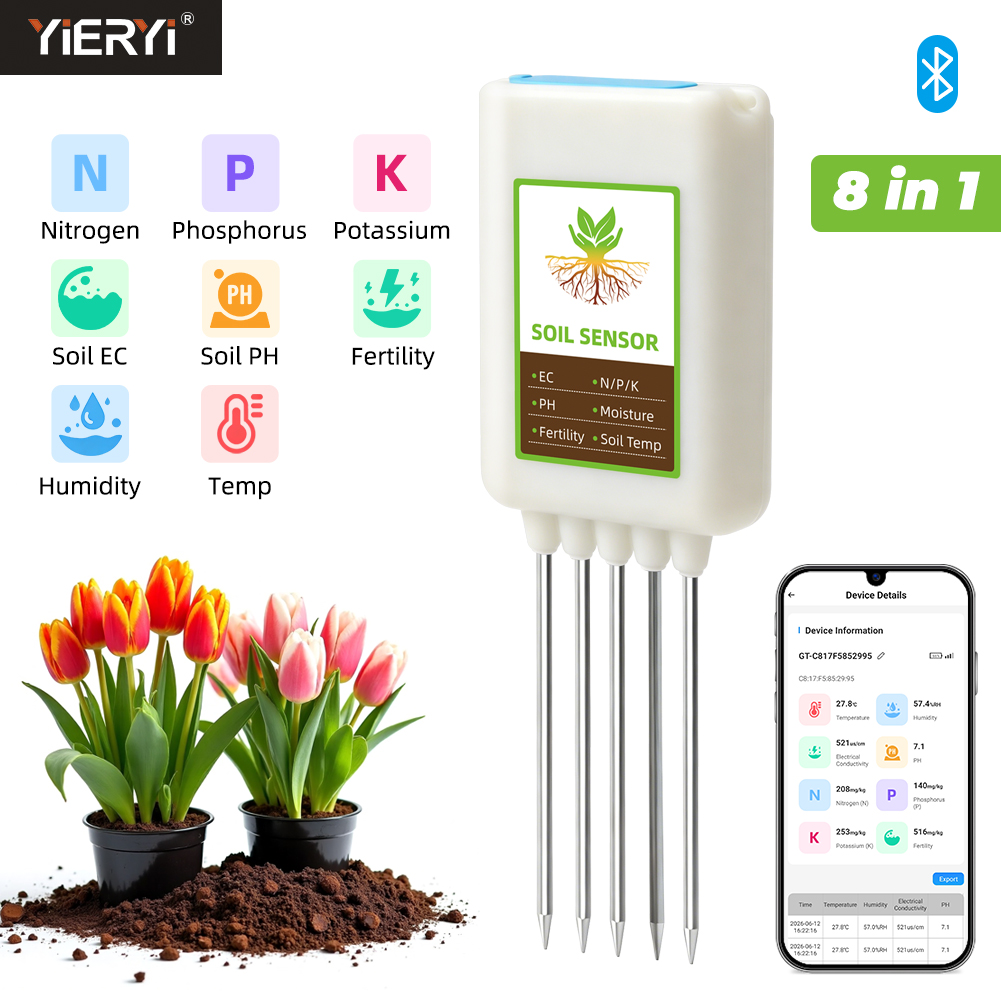Soil Test Digital - Yieryi Bluetooth 8 in 1 Alat